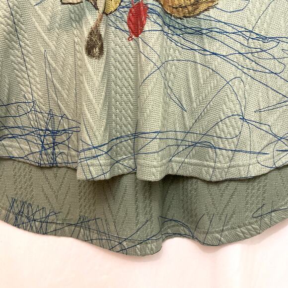 NWT Inoah Dog and Cat Pullover Cowl Neck Green Cable Knit Poncho Sweater Top - Picture 9 of 14